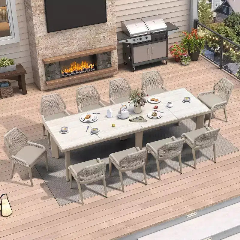 PURPLE LEAF Dining Set Patio Metal Table and Wicker Rattan Chairs for Outside Porch Garden Kitchen Modern Outdoor Furniture Sets