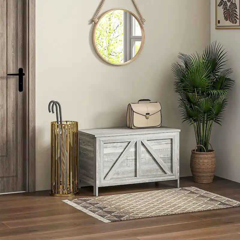 30 Farmhouse Storage Chest, Lift Top Box Organizer with Safety Hinge, Opens 100�� for Bedroom, Entryway, Living Room