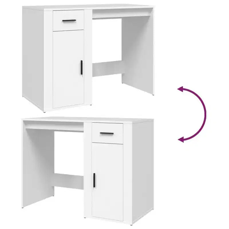 Compact White Desk with Drawer