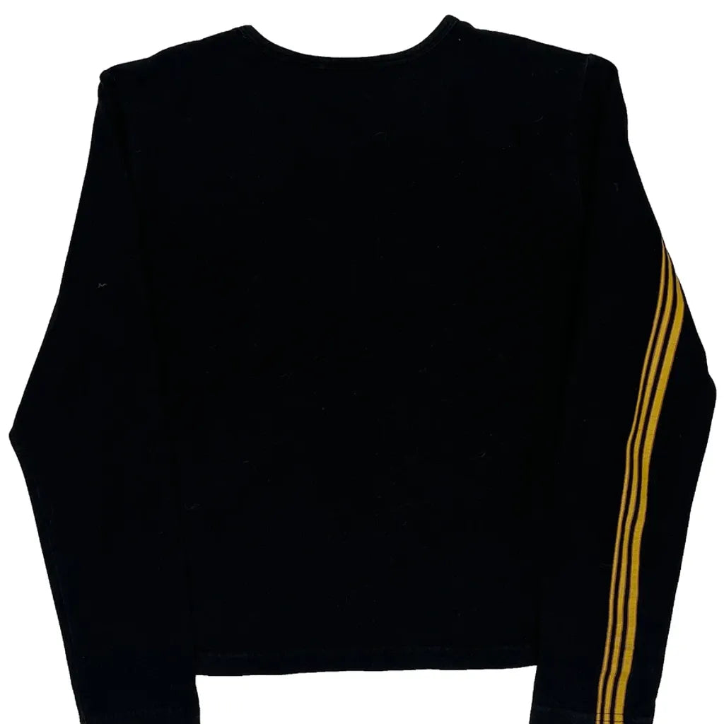 Striped Long Sleeve T-Shirt Large Black Cotton