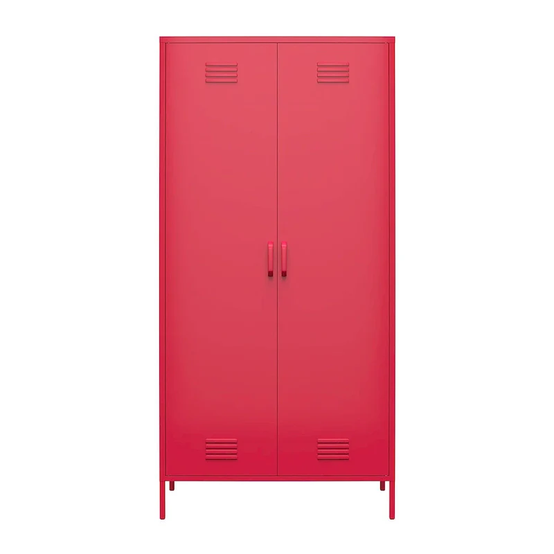 Orange / Pink 2-Door Tall Metal Locker Storage Cabinet, 1-Person