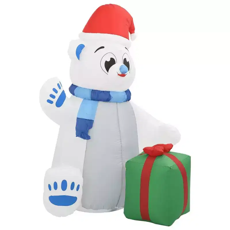 vidaXL Inflatable Polar Bear Christmas Decoration Holiday Party Ornament LED
