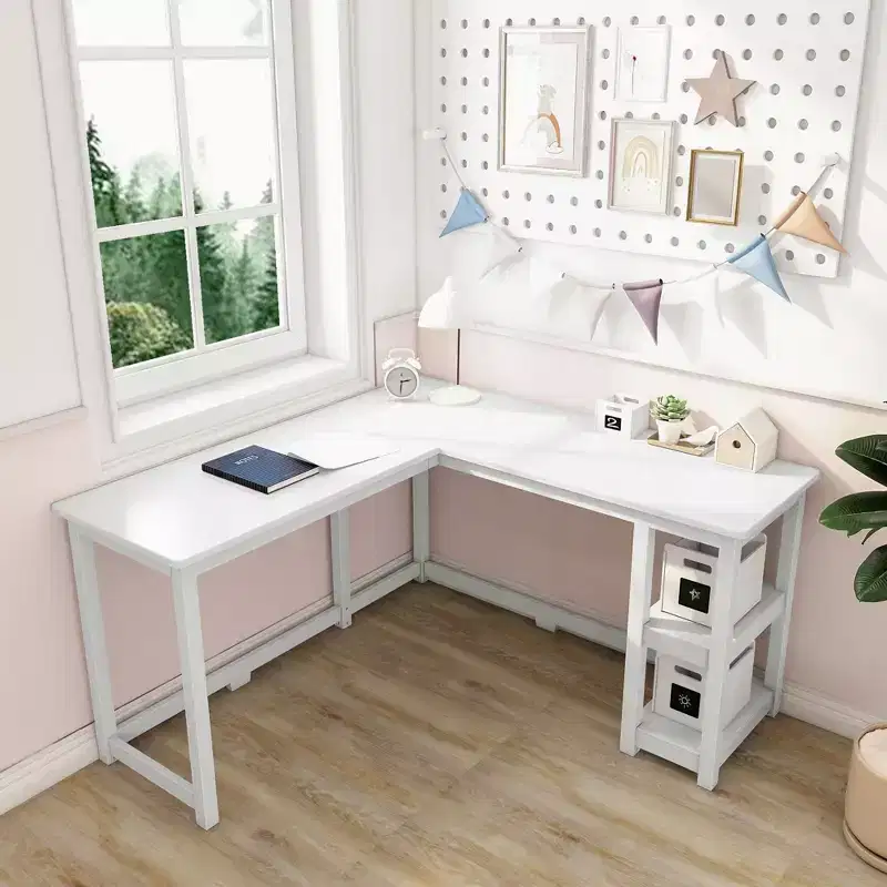 L-Shaped Solid Wood Corner Desk | 55