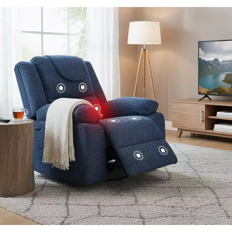Rocking Nursery Recliner Chair, 360�� Swivel with Vibration Massage and Heating