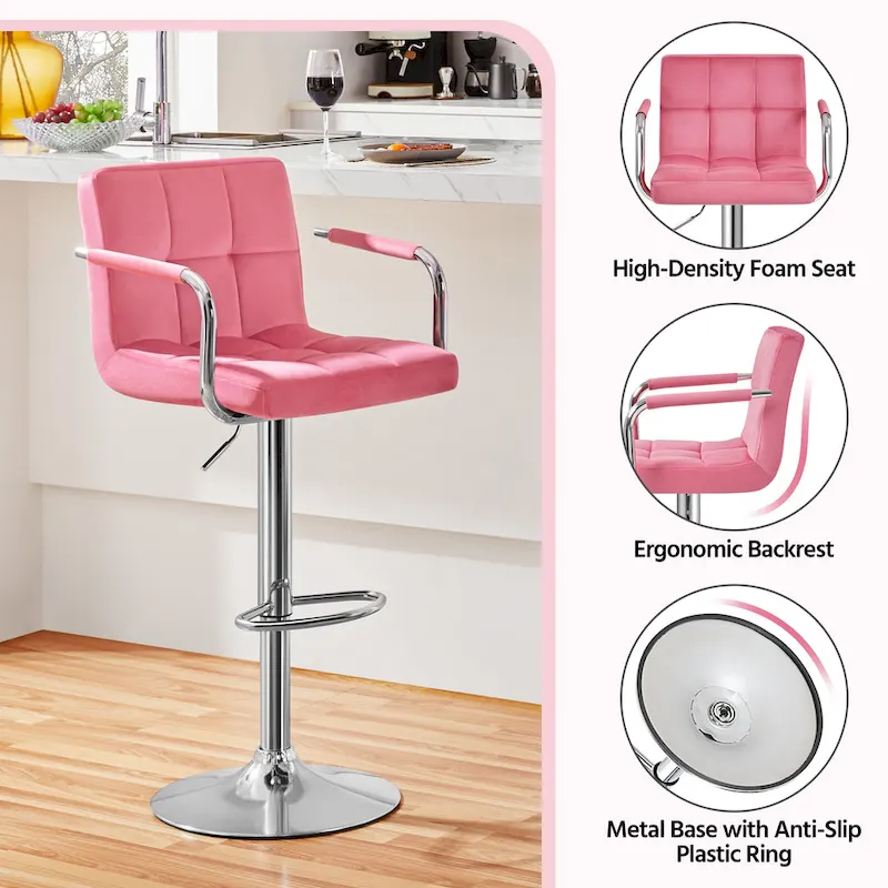Yaheetech Bar Stools with 360-Degree Swivel and Adjustable Height- Set of 2