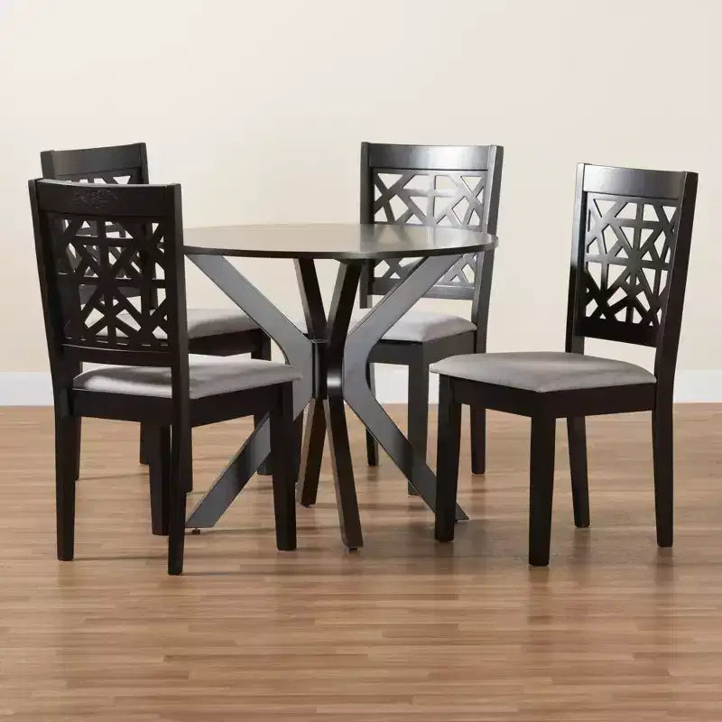 Baxton Studio Karel Modern Fabric and Wood Dining Set