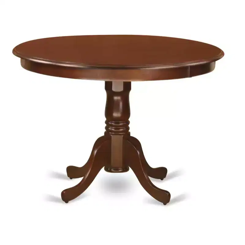 HomeStock 5-Piece Round Mahogany Finish Solid Wood Top Dining table with 4-Chairs with Cross Back