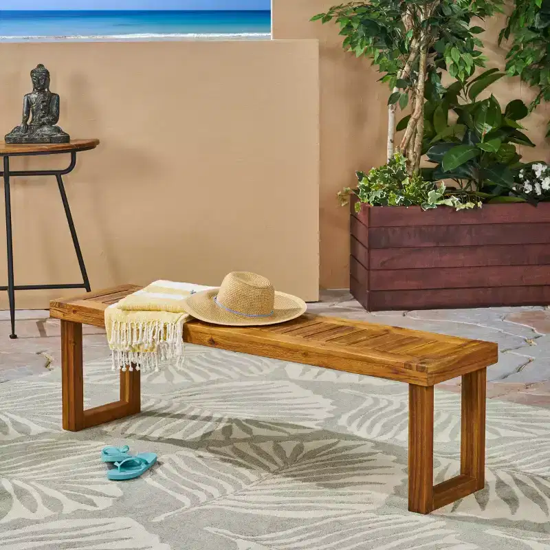 GDFStudio Josette Outdoor Acacia Wood Dining Bench