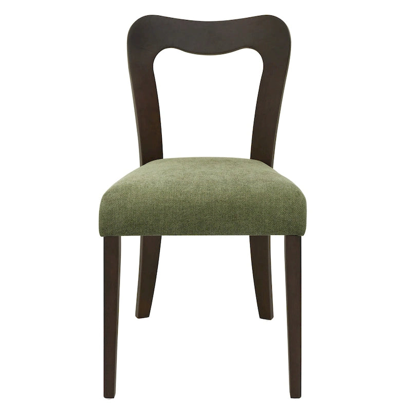 Modern Upholstered Dining Chair Set of 2 with Open-Back Design
