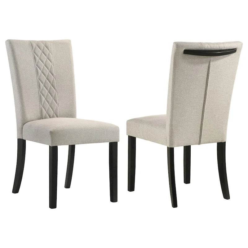 Beige and Black Upholstered Side Chairs
