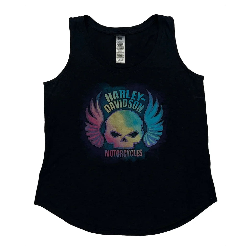 Women's Sleeveless Graphic Print Cotton Vest in Black Medium