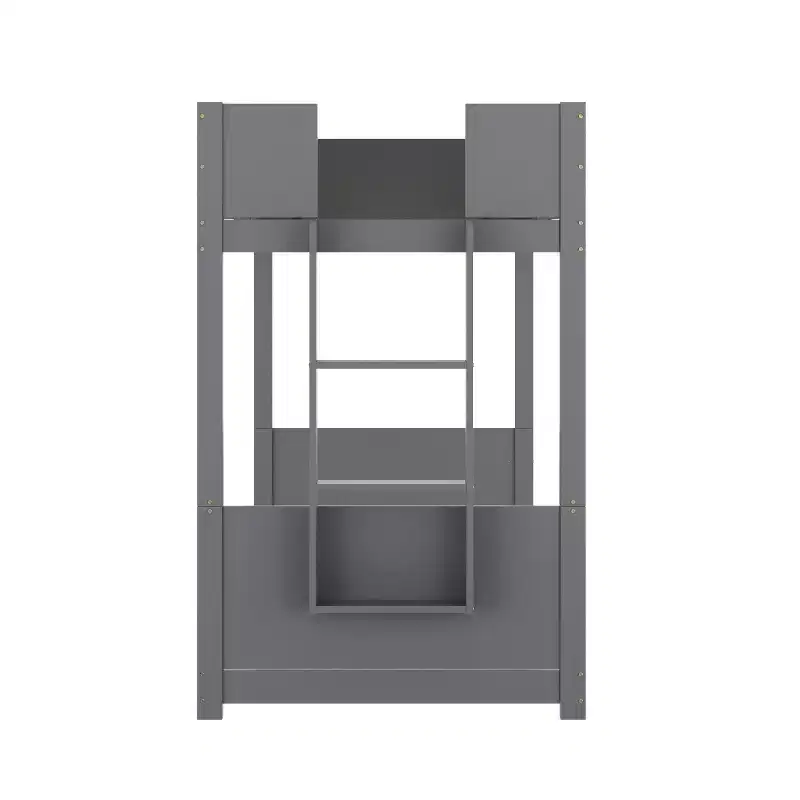 Emma and Oliver Kids Bunk Bed with Convertible, Solid Wood Frame and Easy-to-Climb Ladder with No Box Spring Required