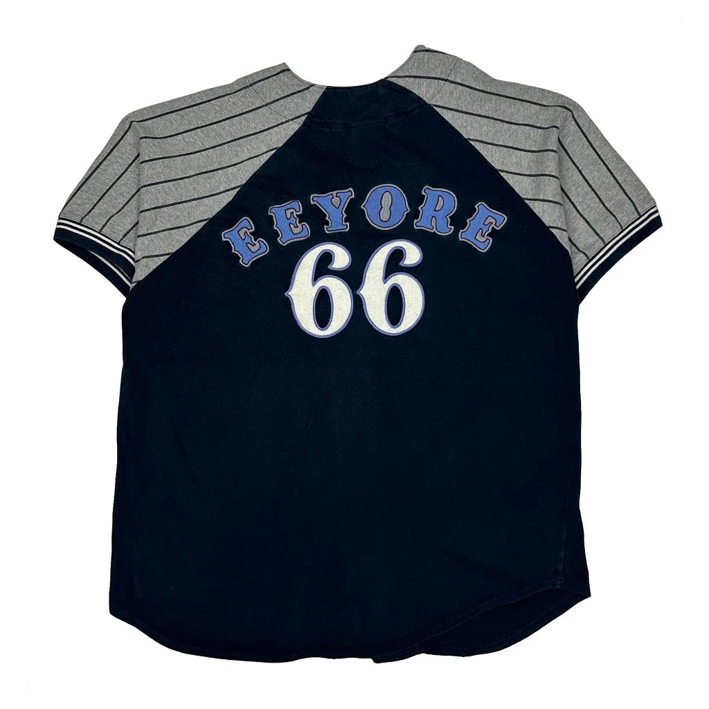 Eeyore Cartoon Baseball Jersey Small Navy Cotton Short Sleeve
