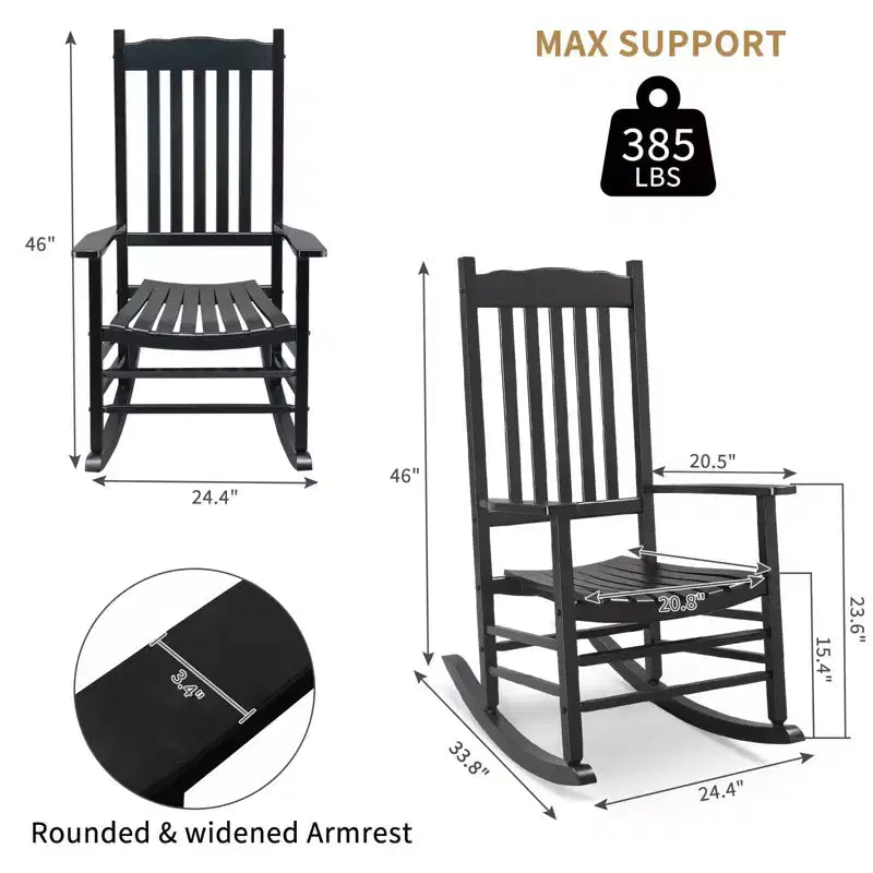 Karl Home | 24-Inch Solid Wood Patio Rocking Chair