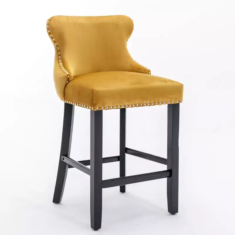 Modern Velvet Wing-Back Counter Stools Set of 2 - Upholstered Bar Chairs for Kitchen, Cafe
