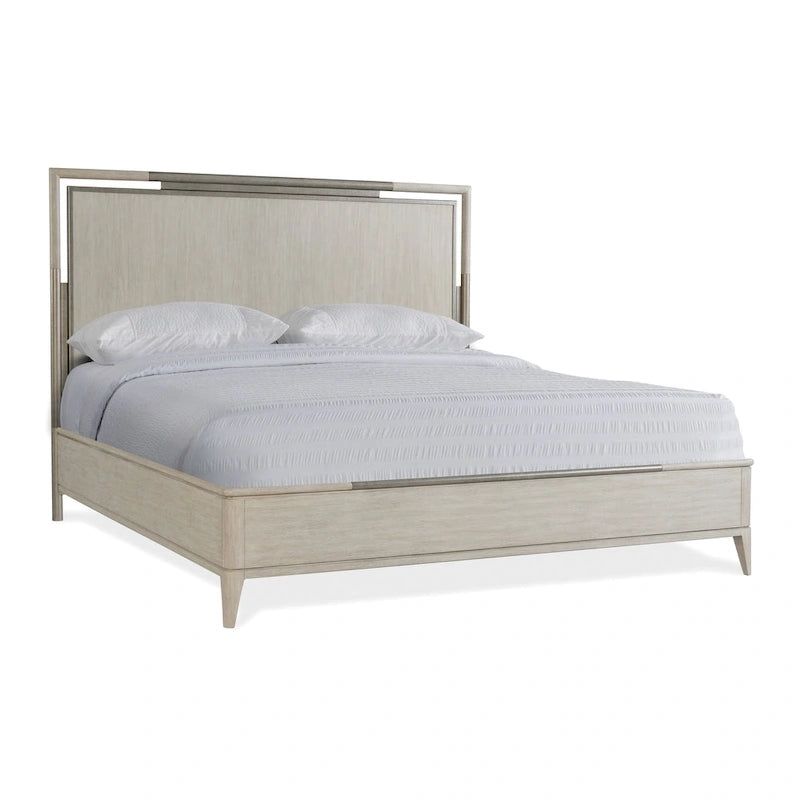 Roundhill Furniture Mantalia Solid Wood Bedroom Set with Metal Frame, Bed, Dresser, Mirror, 2 Nightstands, and Chest, Champagne