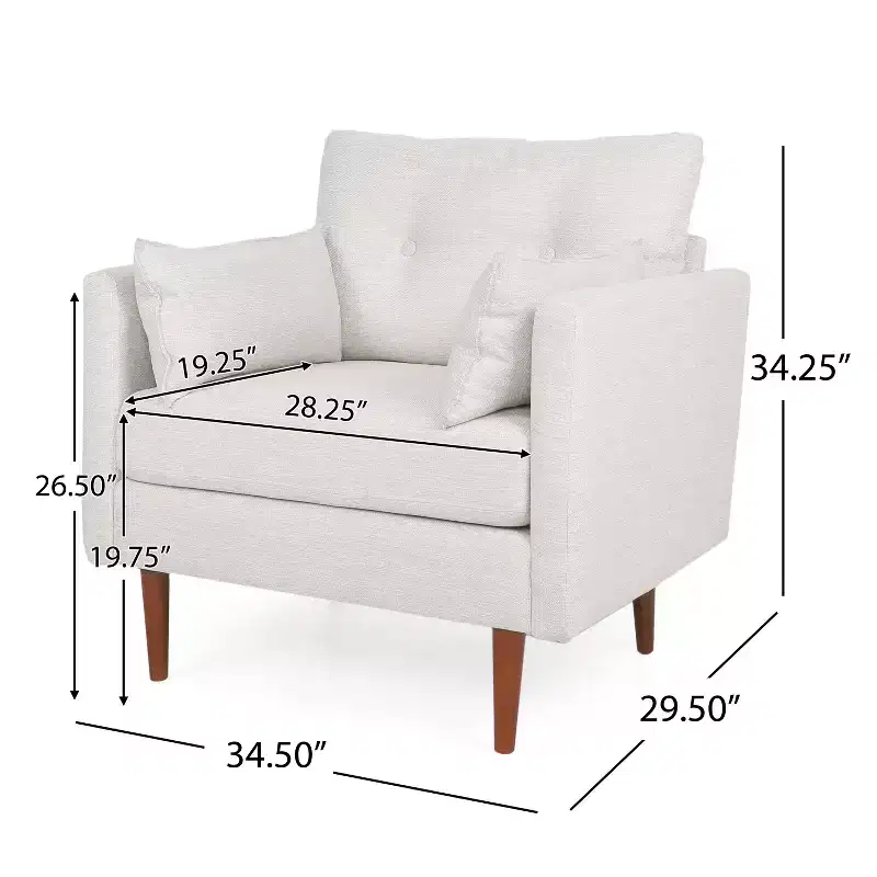 Christopher Knight Home Symonds Mid Century Modern Fabric Tufted Club Chair with Accent Pillows