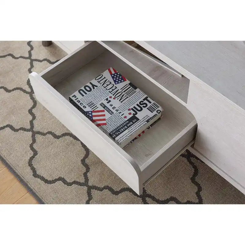 47 Mid-Century Modern Coffee Table with Shelves & Drawer