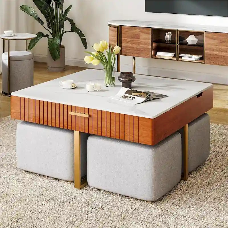 Lift Top Coffee Table with Hidden Storage and Drawer