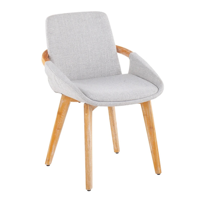 Mid-Century Upholstered Dining Chair with Natural Wood Arms and Legs