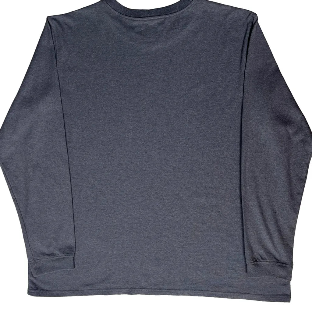Long Sleeve T-Shirt Women Grey Cotton Crew Neck 2XL