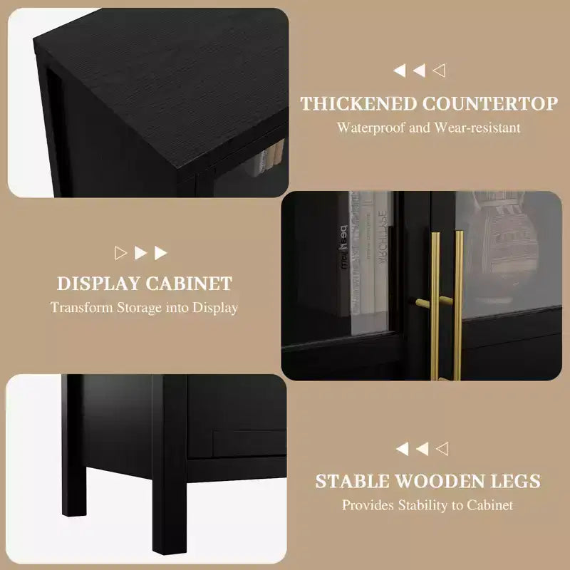 55.12 Large Buffet Cabinet with Storage, Sideboard Buffet Cabinet with Glass Doors