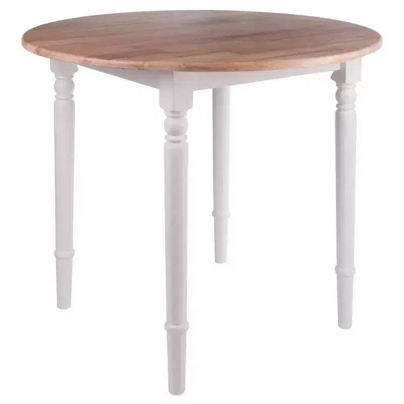 5pc Sorella Dining Table Set Natural/White - Round Drop Leaf, Solid Wood, 4 Windsor Chairs