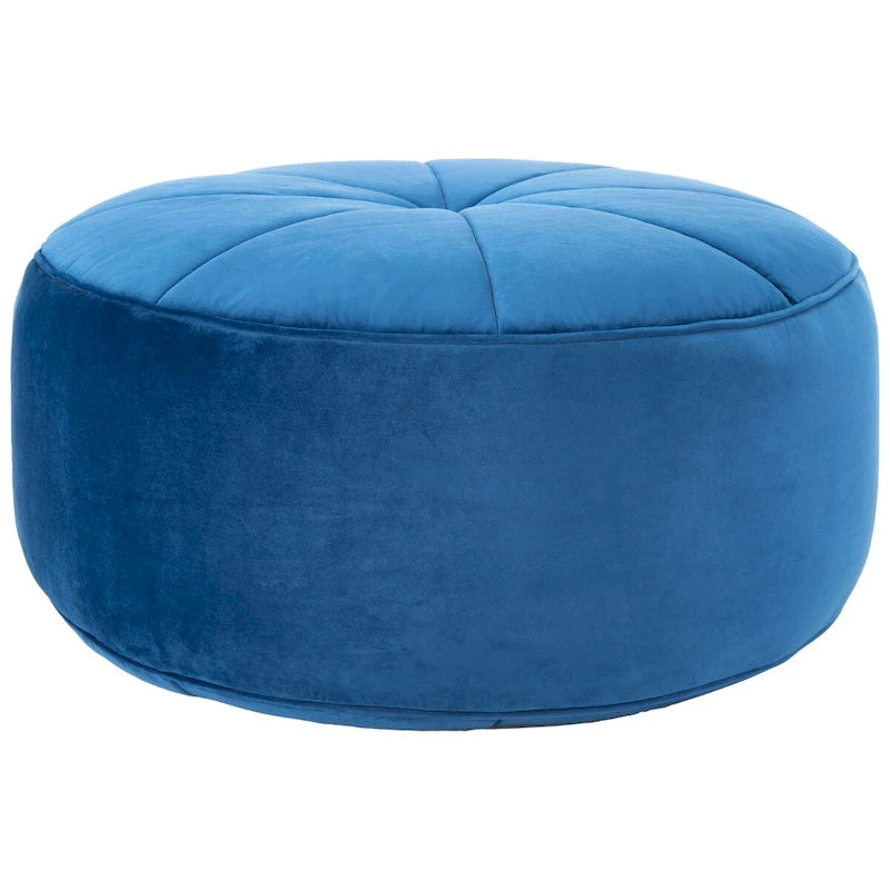 Round Velvet Pouf Ottoman �� Plush Seating Accent