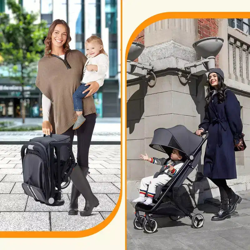 Compact Triple-Fold Baby Stroller with Canopy