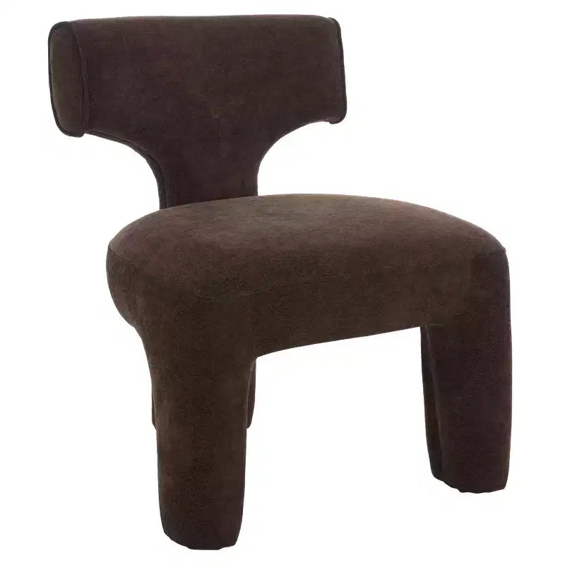 Linen Upholstered Accent Chair - Armless, Wood Frame, Warm Brown