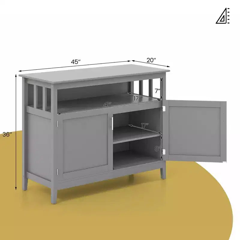 Costway Kitchen Sideboard Buffet Server Cupboard Storage Cabinet with 2 Doors Grey