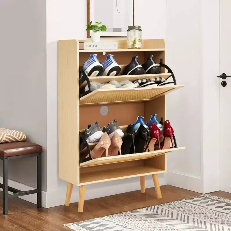 GustoWave Shoe Storage Cabinet with Flip-Drawers - Ventilated & Odor-Resistant Organizer for 15-20 Pairs of Shoes, Anti-Tip Shoe Cabinet