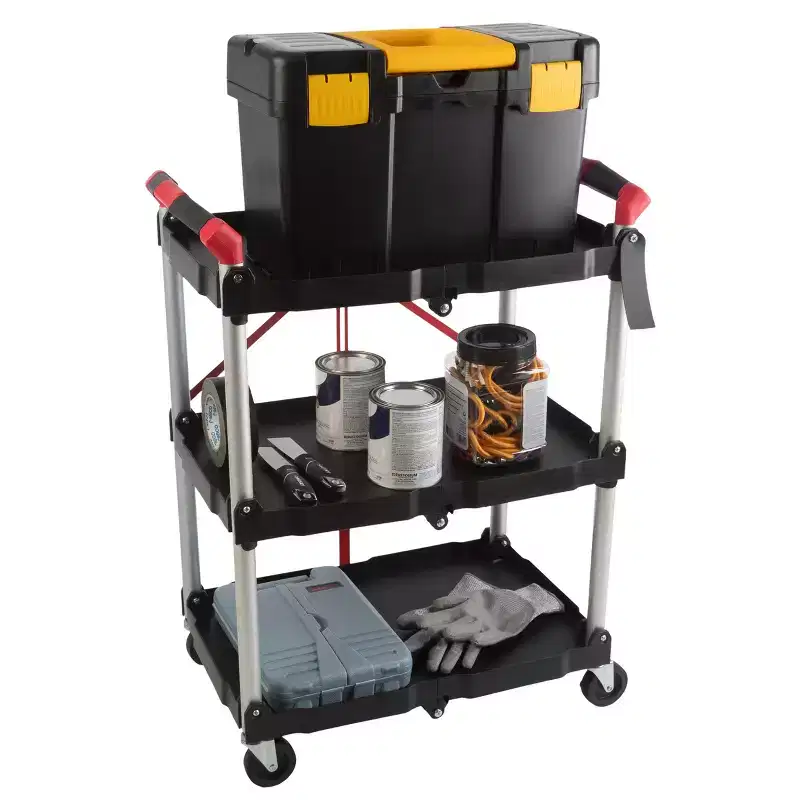 Stalwart Folding Cart with 50lb Capacity Per Shelf