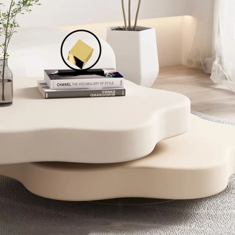 Modern Creative Cloud-Shaped Rotating Coffee Table - Unique Swivel Design Accent Table for Living Room