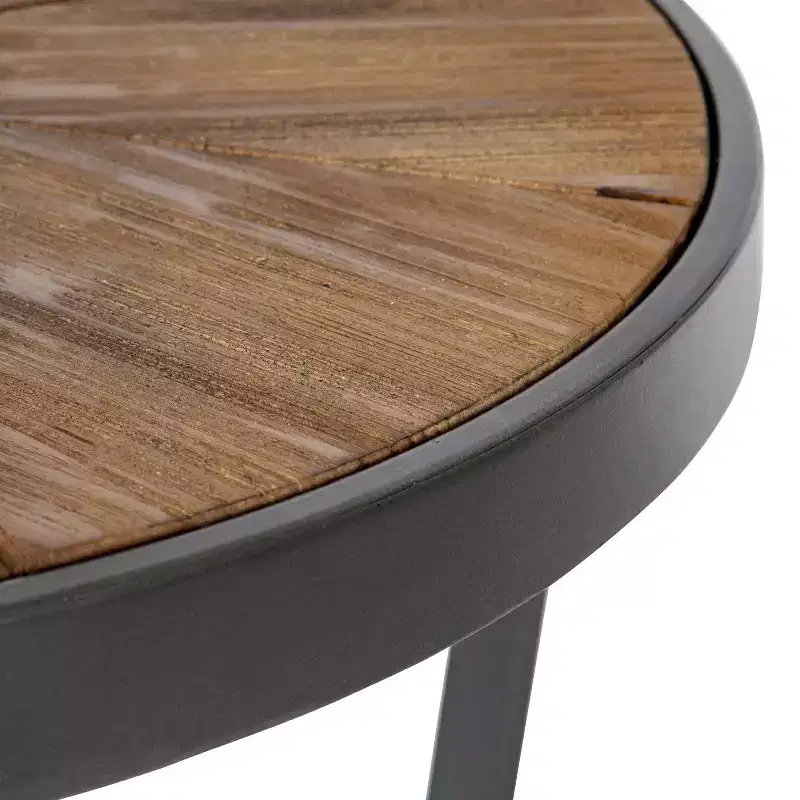 Kate and Laurel Gerhardt Round Metal Coffee Table, 24x24x15.5, Rustic Brown and Black