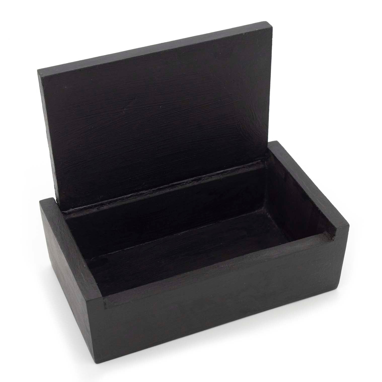 Black Wood Box with Mushroom and Flower Painting