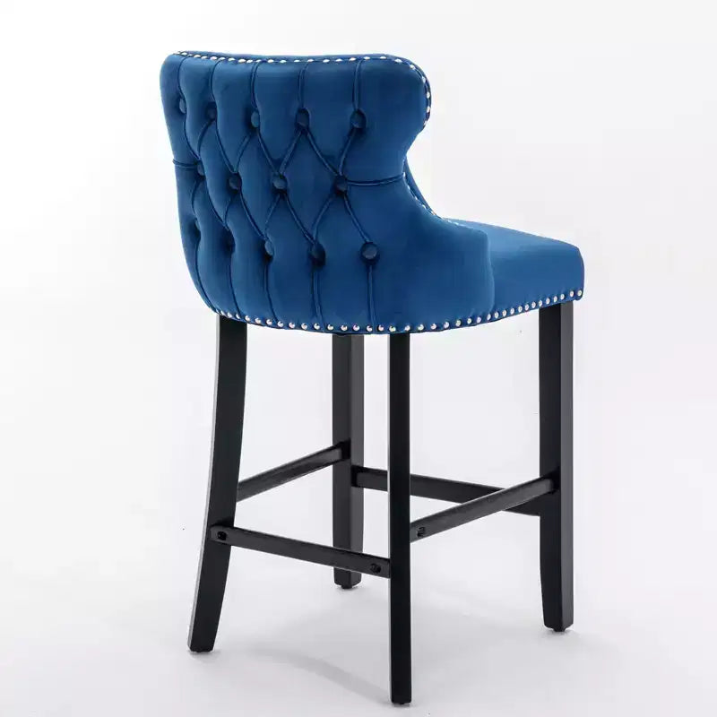 Modern Velvet Wing-Back Counter Stools Set of 2 - Upholstered Bar Chairs for Kitchen, Cafe