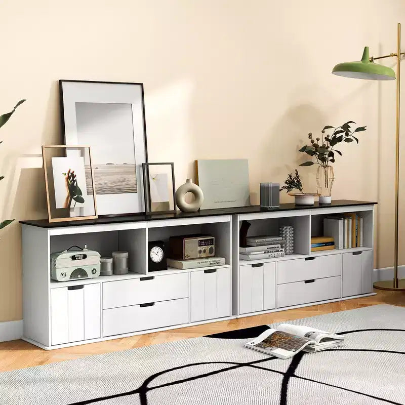 Kids Toy Storage Organizer with Blackboard Top, Drawers and Shelves