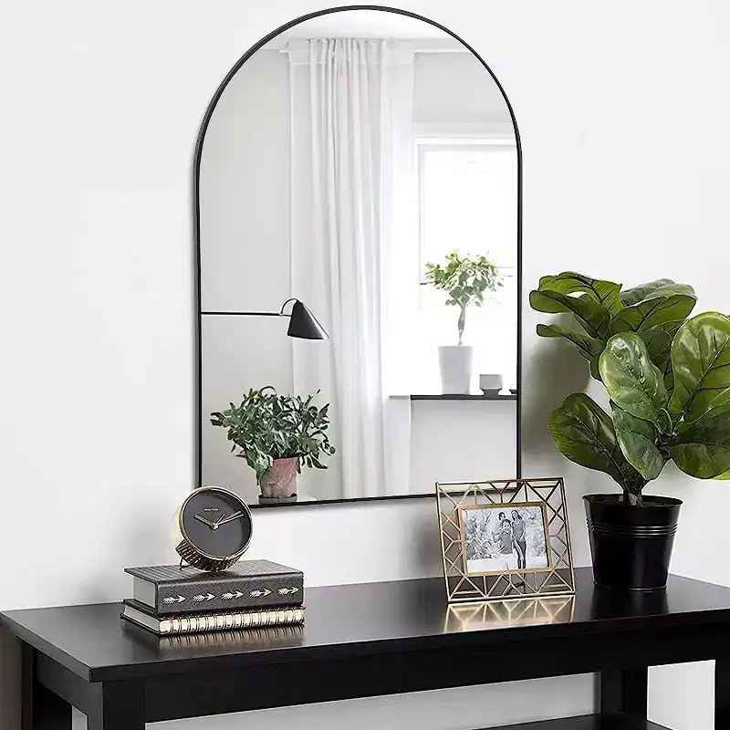 20x30 Metal Decorative Wall Mirror Framed Arched for Wall Black