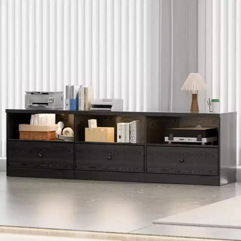 TV Stand for up to 80 TVs, Media Console with 3 Drawers and 3 Open Shelves, Black