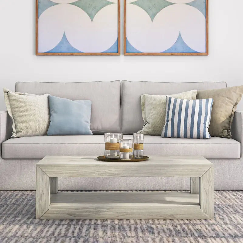 Modern Rectangular Coffee Table with Shelf