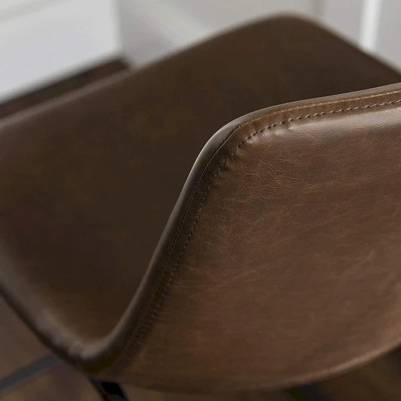 Faux Leather Counter Height Bar Stool with Iron Frame, 30 Inch