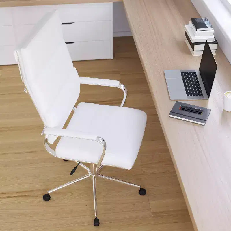 High Panel-Back Ergonomic Executive Office Chair with Padded Metal Arms, 360�� Swivel
