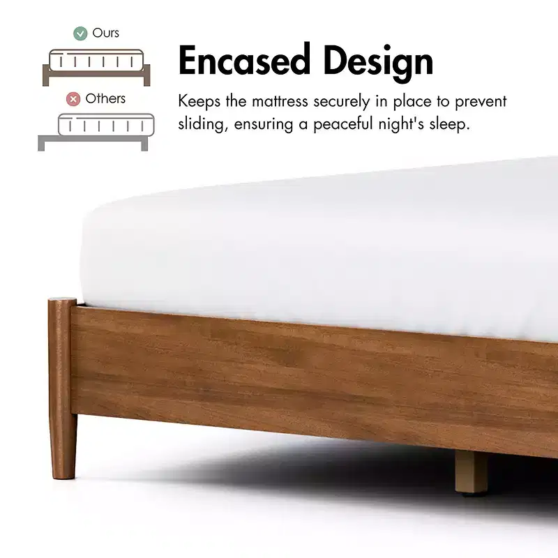 HOMES: Inside + Out 3pc Full Riverstone Mid-Century Modern Bedroom Set with 2 Nightstands Walnut