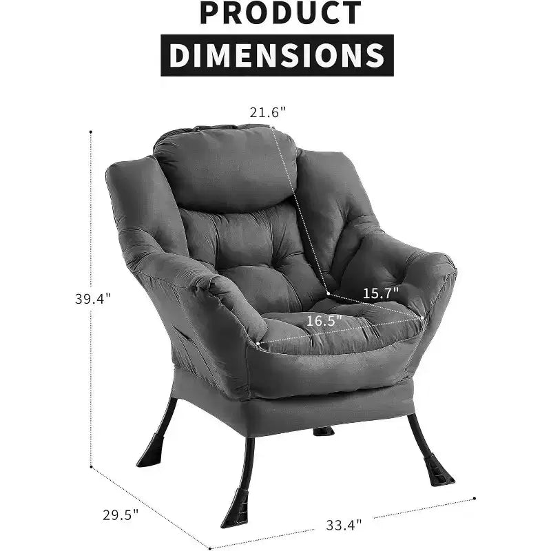 Modern Lounge Chair - Slim Profile Armchair for Small Spaces