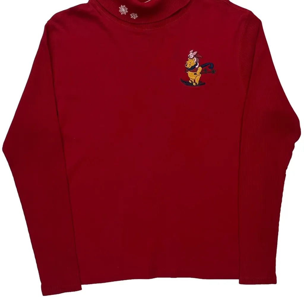 Winnie The Pooh Long Sleeve T-Shirt Women's Red Turtleneck Large