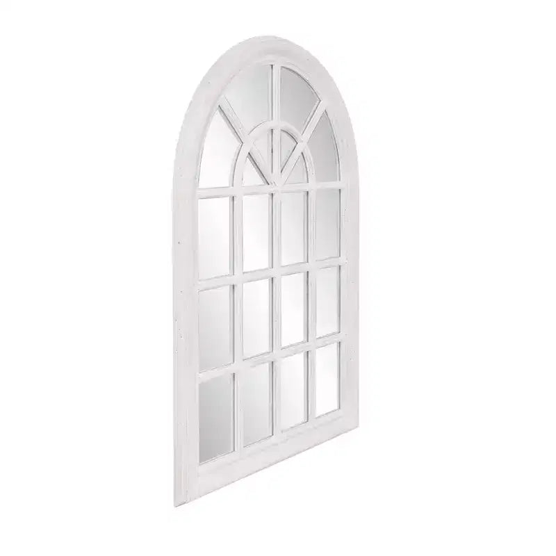 Howard Elliott 29"x41" Arched Windowpane Wall Mirror White Wash: Coastal French Country Style, Wood Frame, Wall Mount