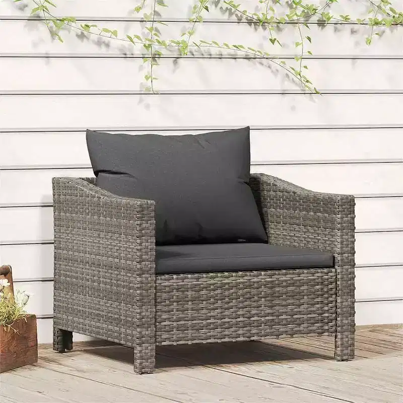 vidaXL Patio Lounge Set Gray Poly Rattan Garden Outdoor Chair Multi Models