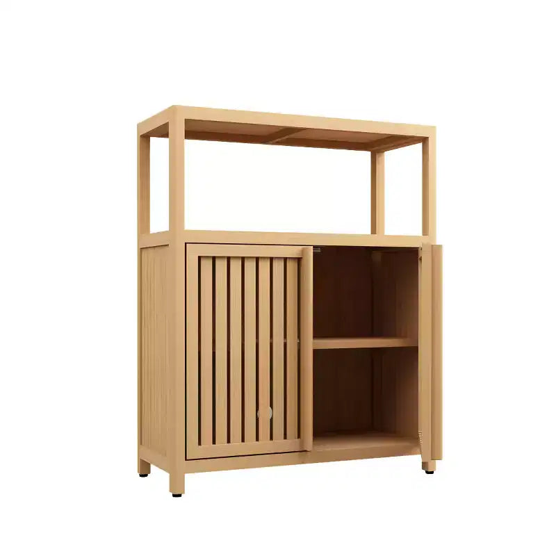 32.08 Tall Bamboo Storage Cabinet with 1 Open Shelves and 2 Doors for Bathroom, Natural 4A - ModernLuxe