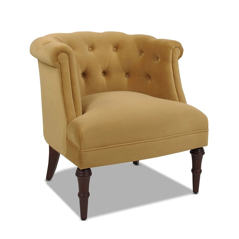 Mid-Century Modern Accent Chair with Button Tufting & Rolled Arms